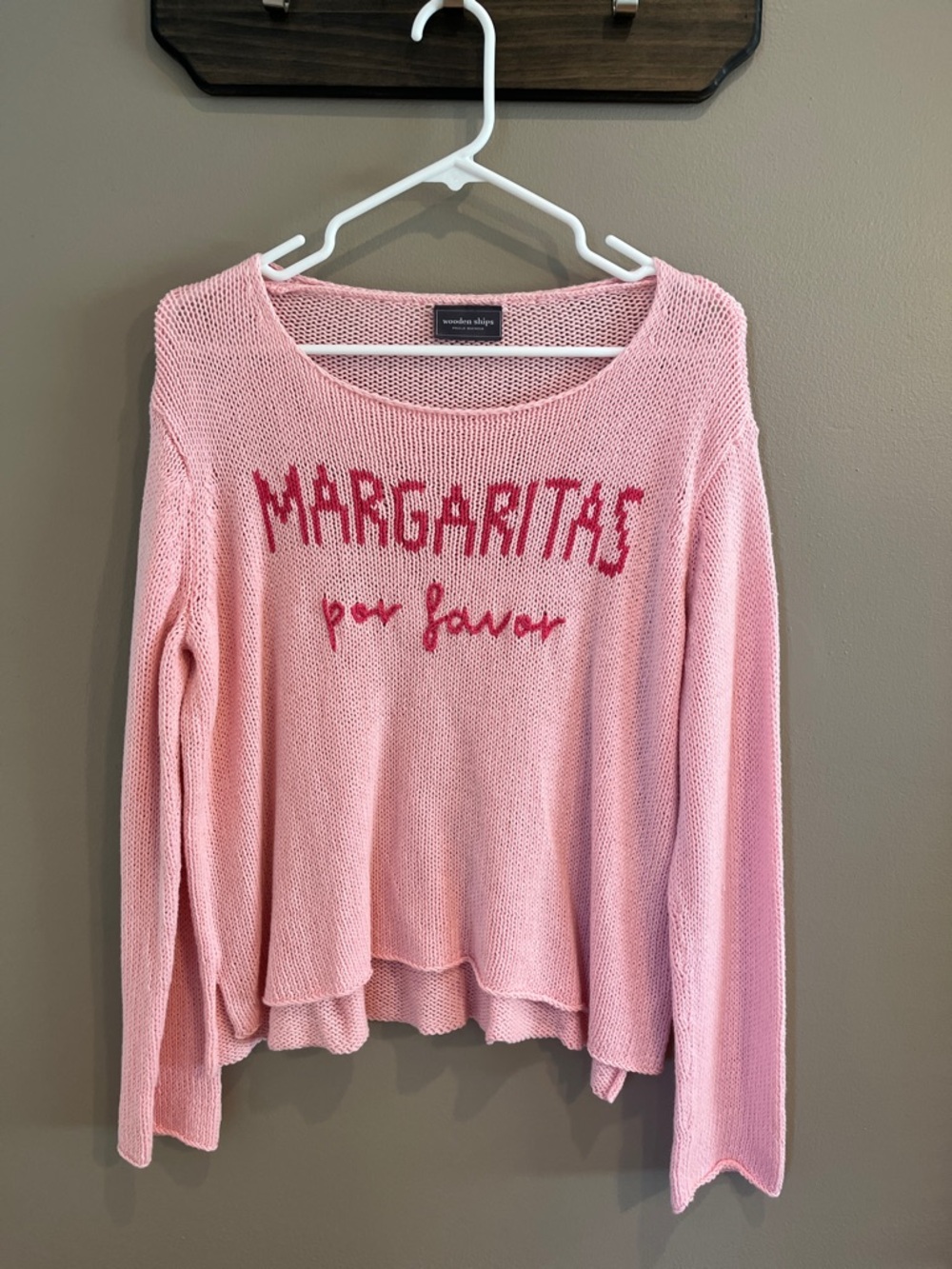 Wooden Ships Pink Knit Sweater Margaritas Por Favor  M/L